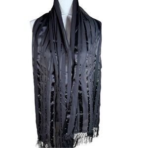 Talbots Black Sheer Striped‎ Scarf